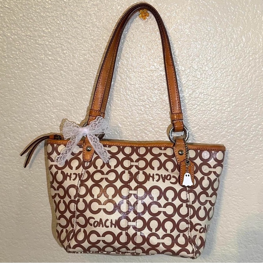 Coach Tan and Cream Signature Tote